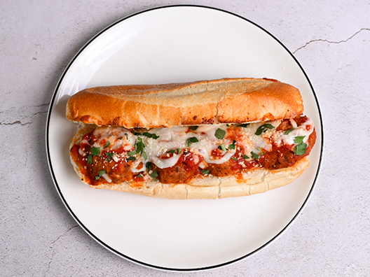 picture of meatball parmigiana sandwich