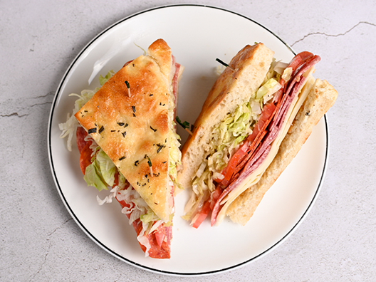 picture of salami and provolone sandwich